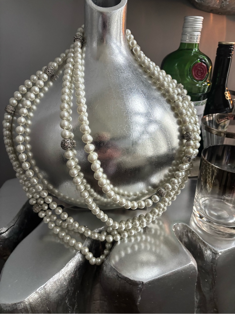 vintage CAMROSE AND KROSS AUDREY HEPBURN 5 strand long pearl necklace in Box 90s